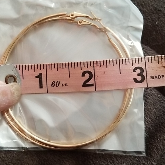 Gold Tone Hoop Earrings - Picture 2 of 2